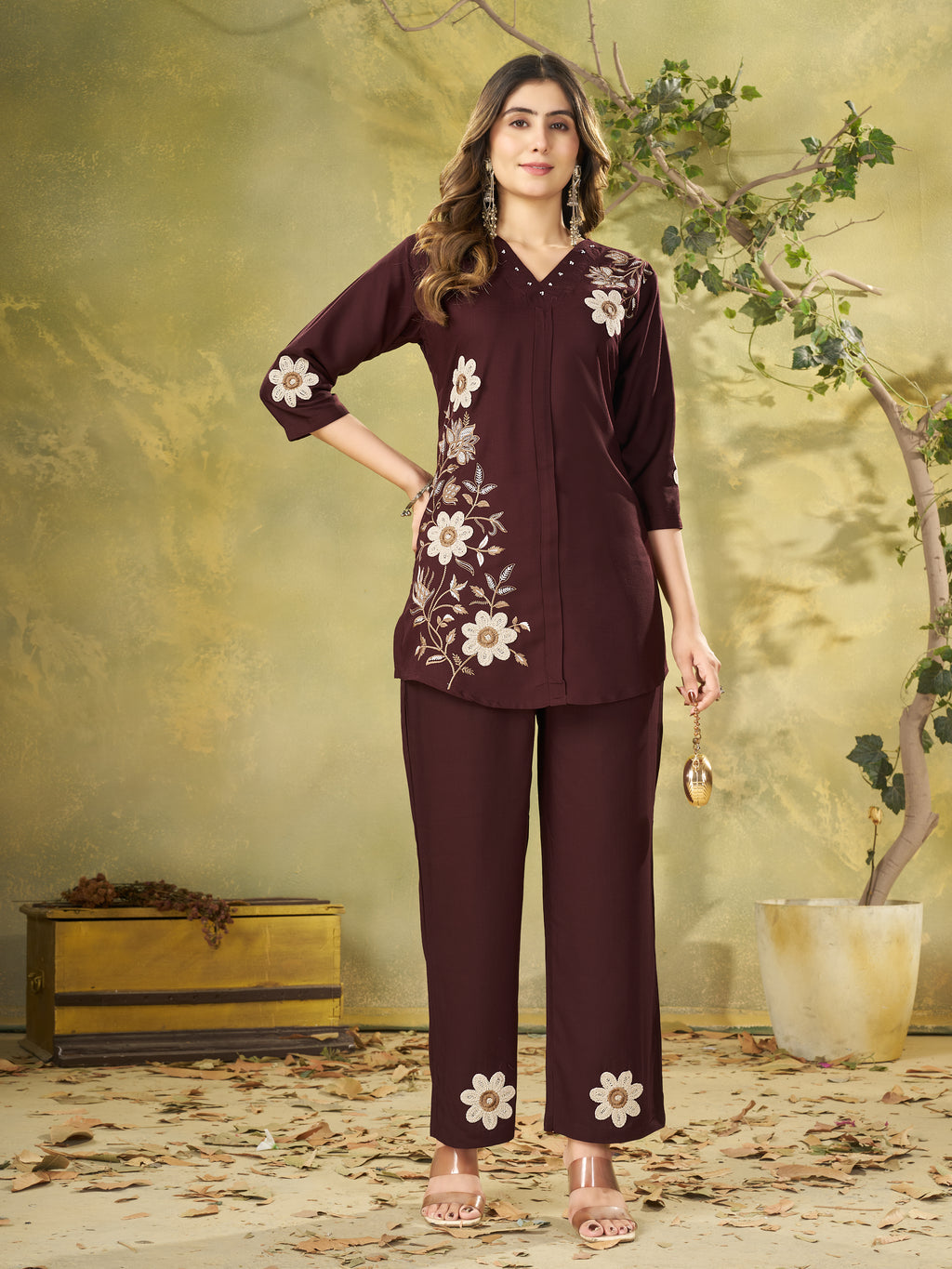 Designer Heavy Rayon Embroidered Co-Ord Set,