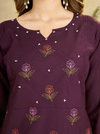 Heavy Rayon Embroidered Co-Ord Set . Hand Work Kurti & Straight Pant Set