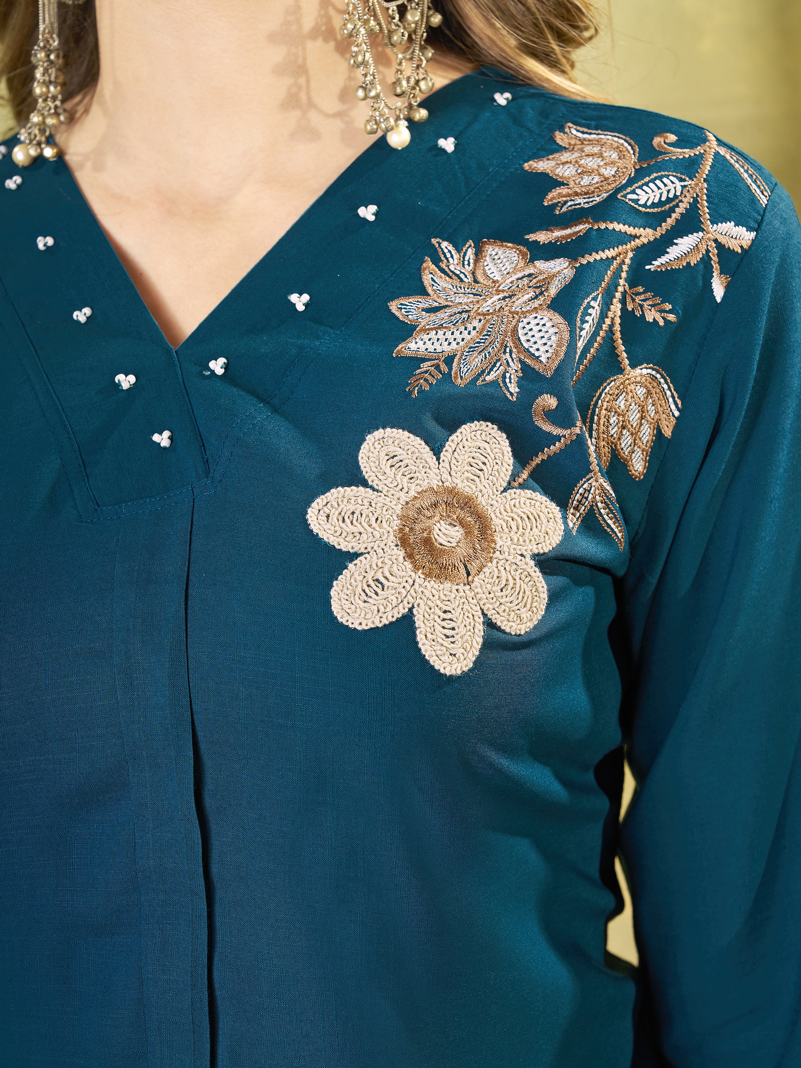 Designer Heavy Rayon Embroidered Co-Ord Set,