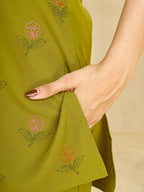 Heavy Rayon Embroidered Co-Ord Set . Hand Work Kurti & Straight Pant Set