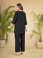 Heavy Rayon Embroidered Co-Ord Set . Hand Work Kurti & Straight Pant Set