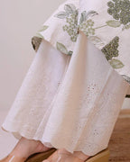 Green Cotton Floral Printed Kurta with Pant Set for Women