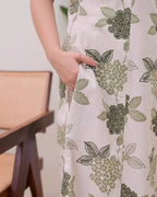 Green Cotton Floral Printed Kurta with Pant Set for Women