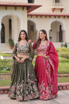 Gold Crush Lehenga Choli Set with Heavy Embroidery