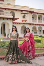 Gold Crush Lehenga Choli Set with Heavy Embroidery