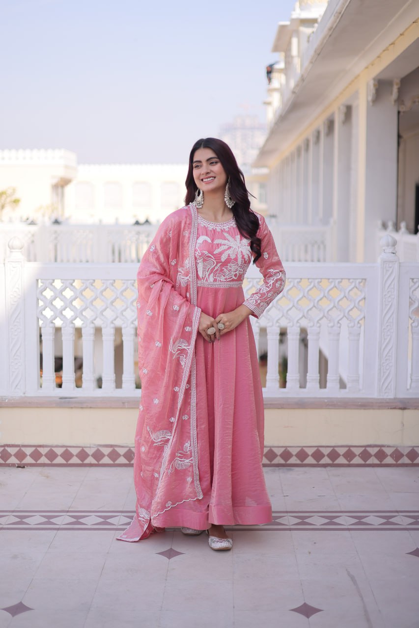 Gown with Dupatta AND Thread & Sequins Embroidered