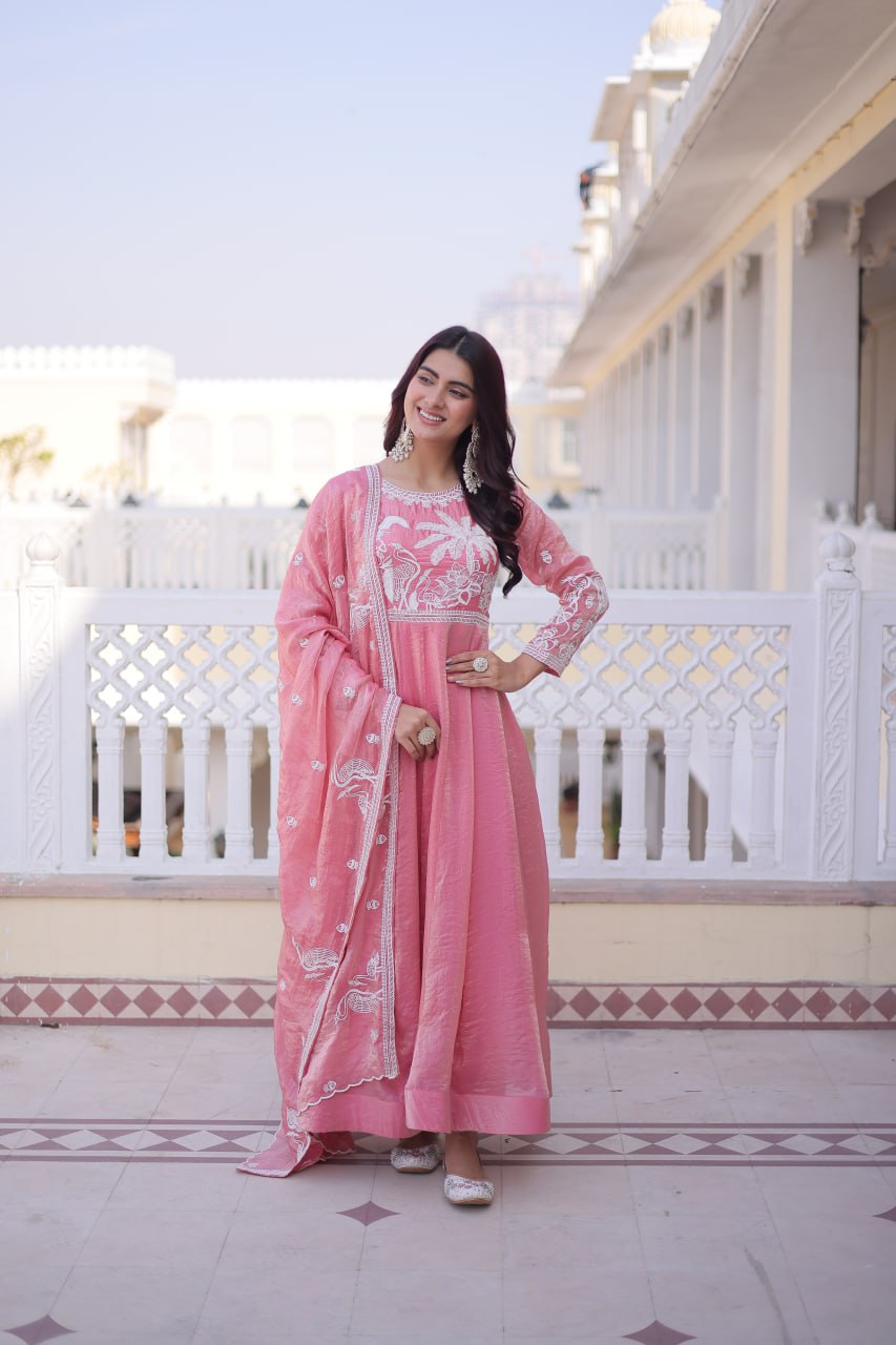 Gown with Dupatta AND Thread & Sequins Embroidered