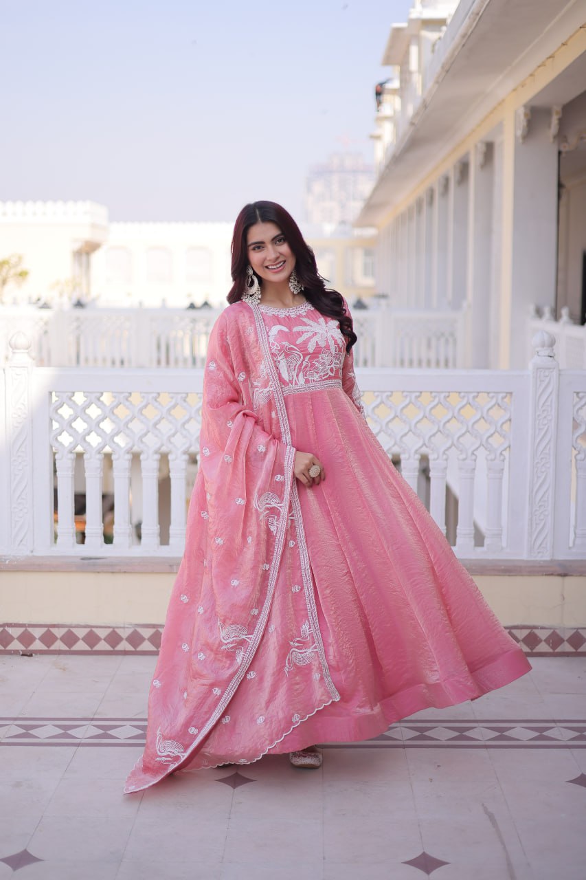 Gown with Dupatta AND Thread & Sequins Embroidered