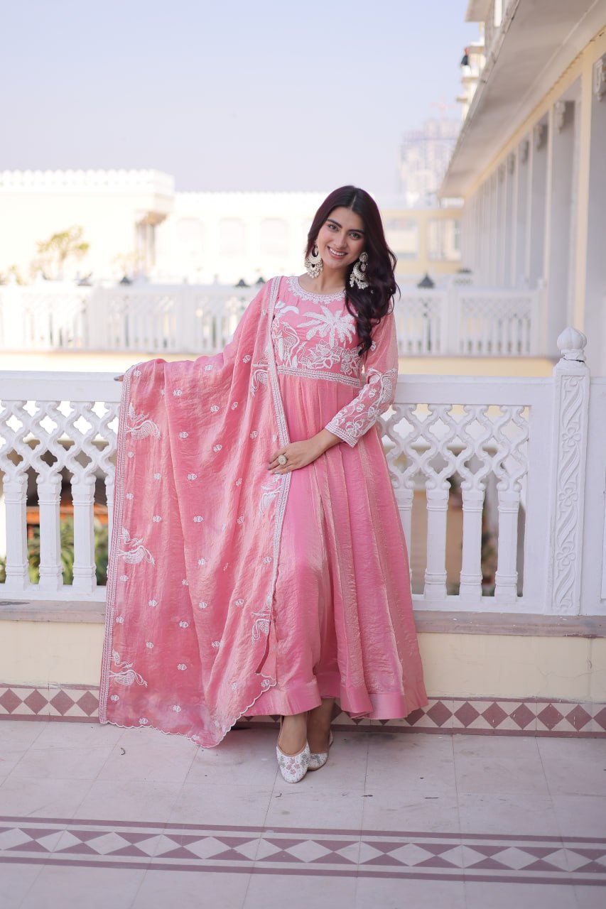 Gown with Dupatta AND Thread & Sequins Embroidered