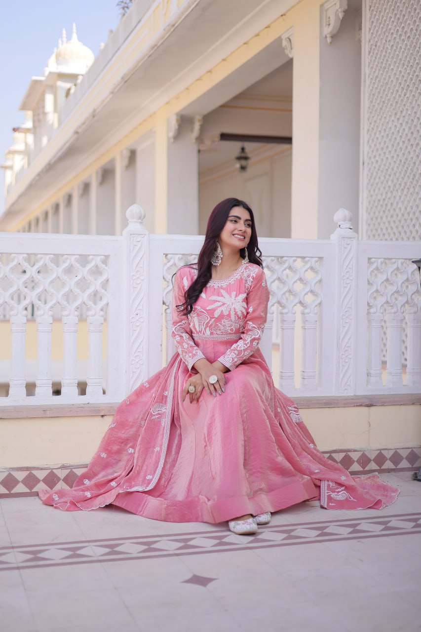 Gown with Dupatta AND Thread & Sequins Embroidered