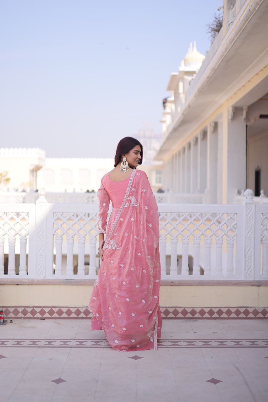 Gown with Dupatta AND Thread & Sequins Embroidered