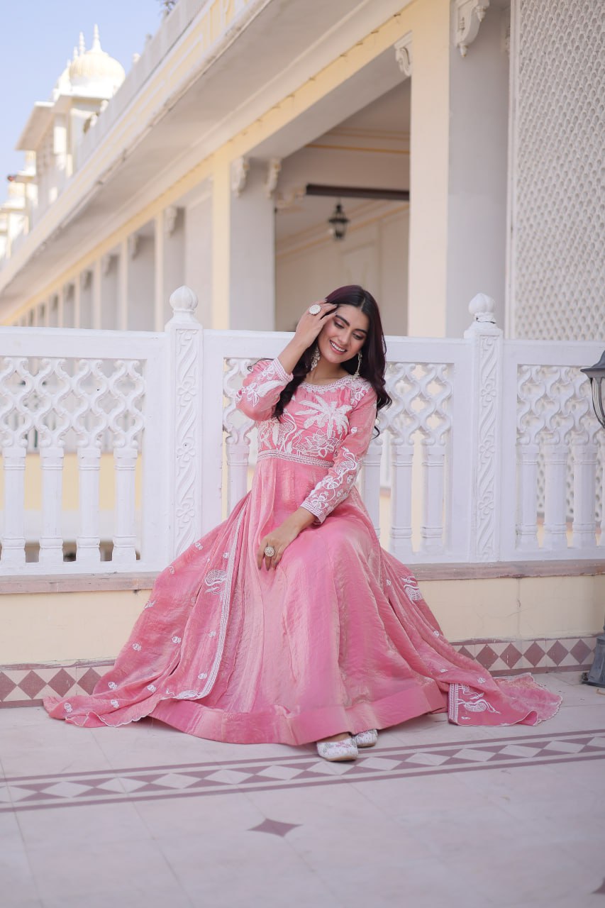 Gown with Dupatta AND Thread & Sequins Embroidered