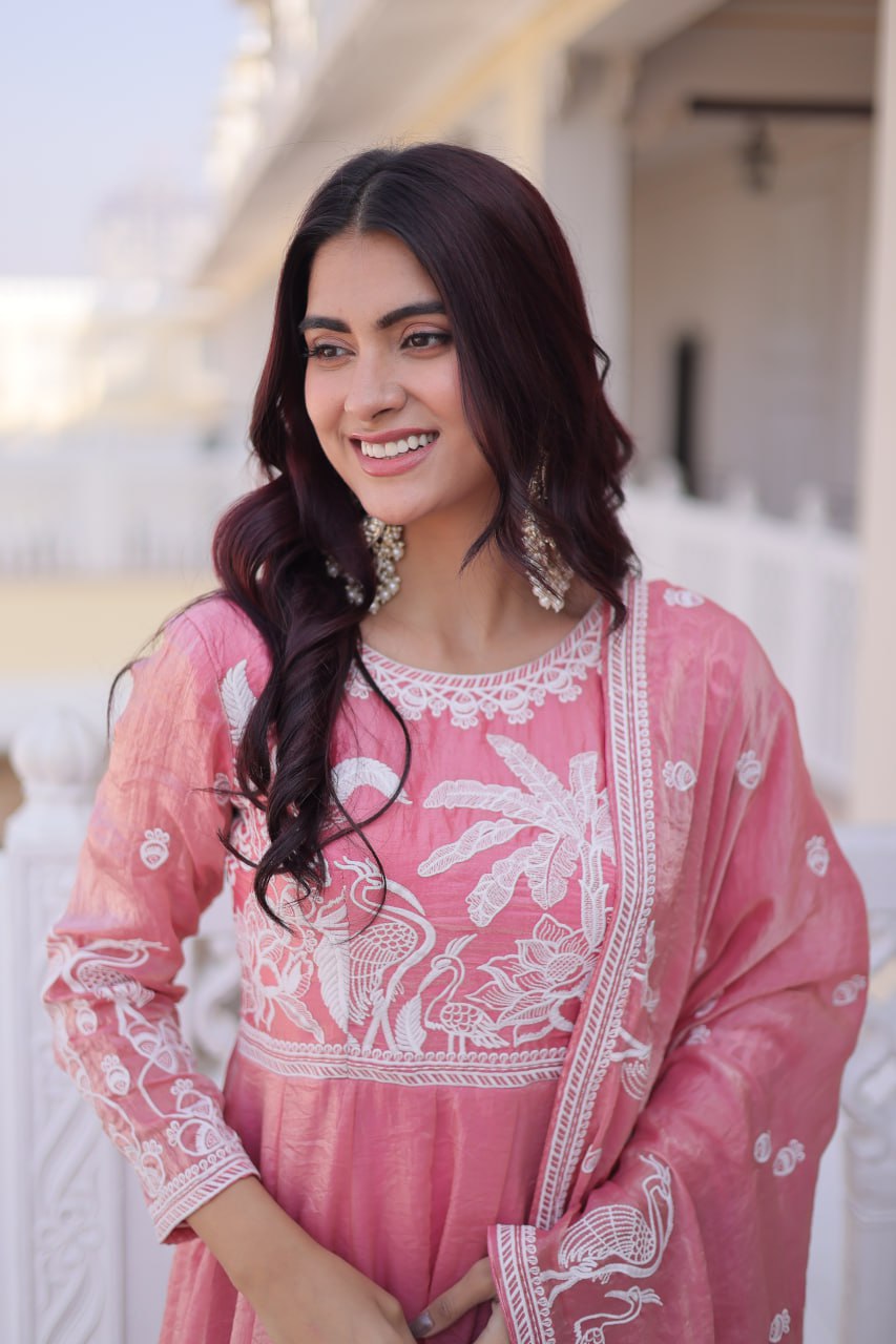 Gown with Dupatta AND Thread & Sequins Embroidered