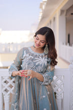 Gown with Dupatta AND Thread & Sequins Embroidered
