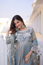 Gown with Dupatta AND Thread & Sequins Embroidered