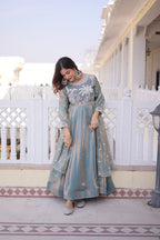 Gown with Dupatta AND Thread & Sequins Embroidered