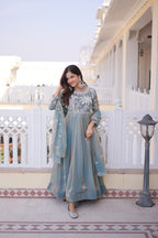 Gown with Dupatta AND Thread & Sequins Embroidered