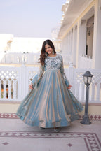 Gown with Dupatta AND Thread & Sequins Embroidered