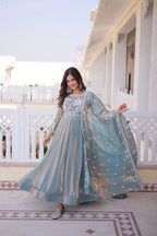 Gown with Dupatta AND Thread & Sequins Embroidered