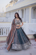 Silk Lehenga Choli with Sequins & Thread Work