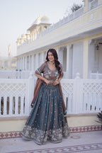 Silk Lehenga Choli with Sequins & Thread Work