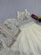 Vichitra Silk Crop Top Lehenga with Jacket  Set