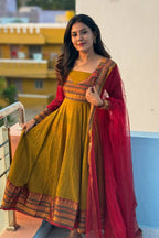 Luxury Vichitra Silk Designer Kurti Set – Trendy Traditional Outfit with Net Dupatta.