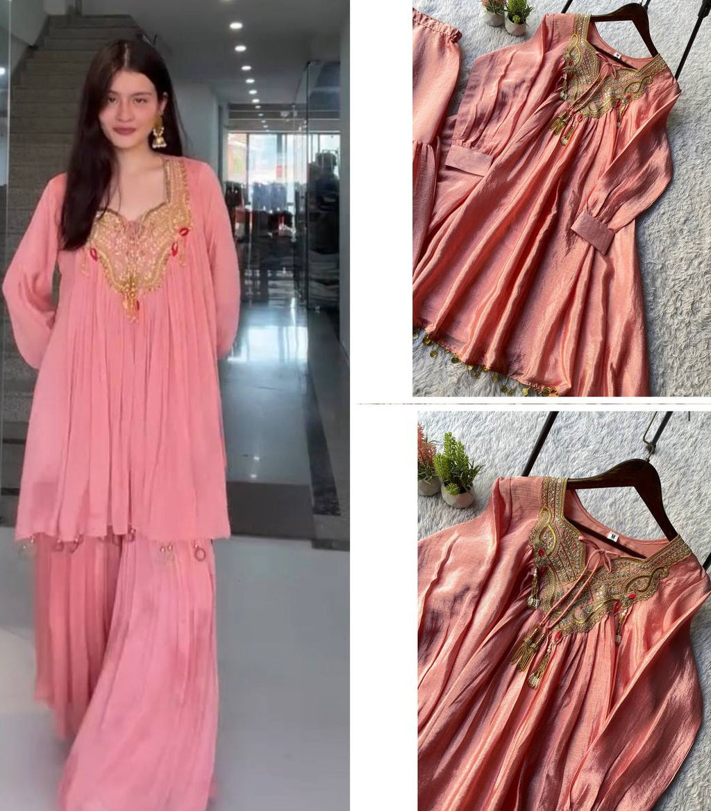 2-Piece Kurti Sharara Set with Sequin Embroidery