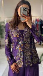 Designer Wear 3-Piece Palazzo Set with Sequin Embroidery