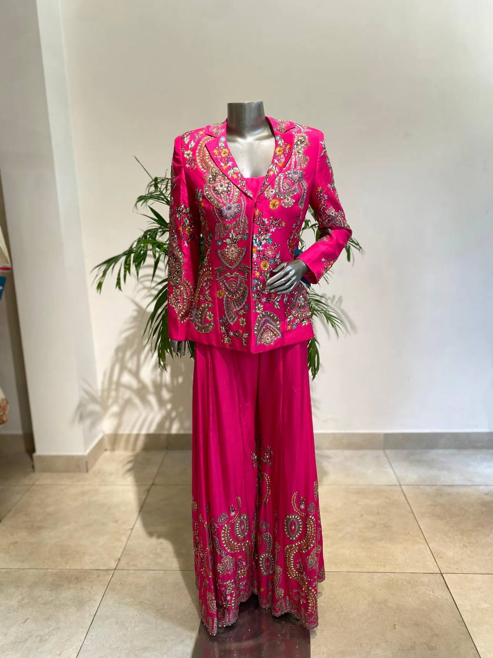 Designer Wear 3-Piece Palazzo Set with Sequin Embroidery