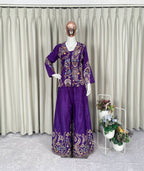 Designer Wear 3-Piece Palazzo Set with Sequin Embroidery