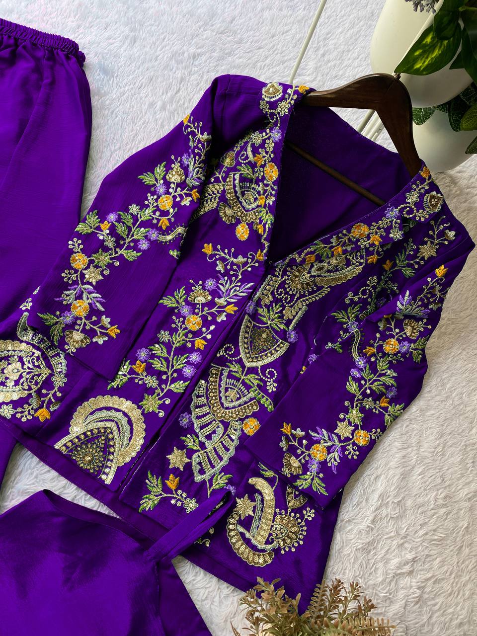 Designer Wear 3-Piece Palazzo Set with Sequin Embroidery