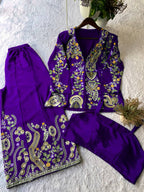 Designer Wear 3-Piece Palazzo Set with Sequin Embroidery