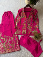 Designer Wear 3-Piece Palazzo Set with Sequin Embroidery
