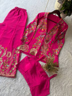 Designer Wear 3-Piece Palazzo Set with Sequin Embroidery