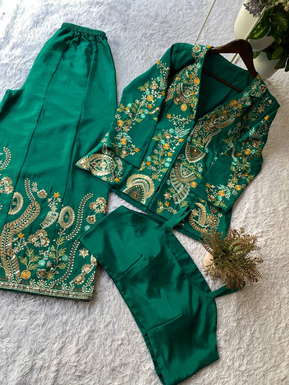 Designer Wear 3-Piece Palazzo Set with Sequin Embroidery