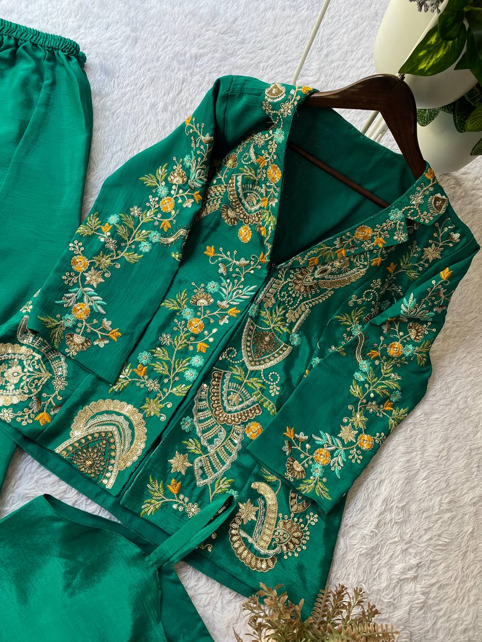 Designer Wear 3-Piece Palazzo Set with Sequin Embroidery