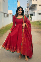 Kota Banarasi  Ethnic Set with Jacquard Zari Work & Lace Dupatta.