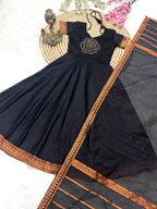 Cotton Traditional Kurti Set with Jacquard Zari Border & Dupatta