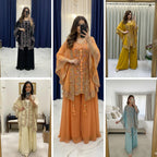 KURTA PLAZZO PAIR WITH SHRUGE IN SEQUENCE EMBROIDERY WORK