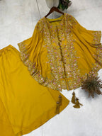 KURTA PLAZZO PAIR WITH SHRUGE IN SEQUENCE EMBROIDERY WORK