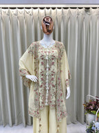 KURTA PLAZZO PAIR WITH SHRUGE IN SEQUENCE EMBROIDERY WORK