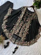 KURTA PLAZZO PAIR WITH SHRUGE IN SEQUENCE EMBROIDERY WORK
