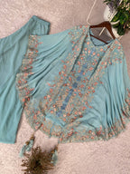 KURTA PLAZZO PAIR WITH SHRUGE IN SEQUENCE EMBROIDERY WORK