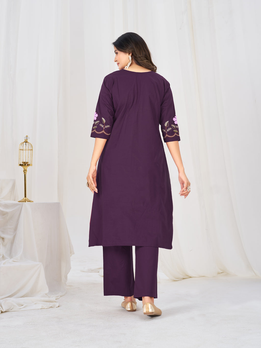 Pure Cotton Anarkali Kurti Set with Embroidered Dupatta   3 Piece Ethnic Suit Set