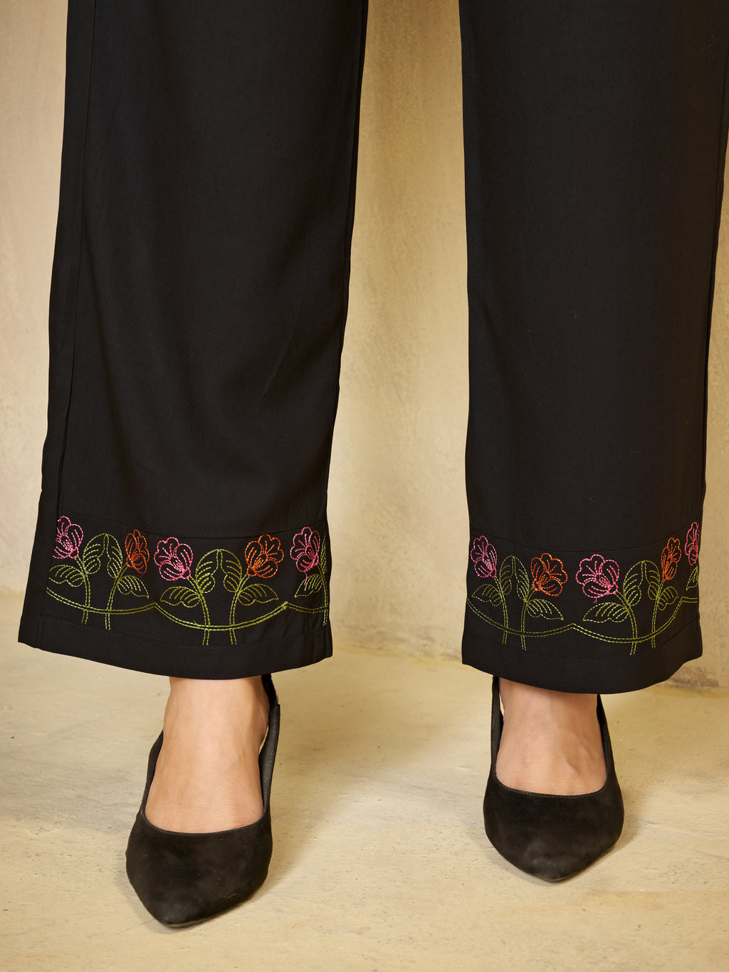 Heavy Rayon Embroidered Co-Ord Set . Hand Work Kurti & Straight Pant Set