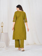 Pure Cotton Anarkali Kurti Set with Embroidered Dupatta   3 Piece Ethnic Suit Set