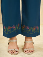 Heavy Rayon Embroidered Co-Ord Set . Hand Work Kurti & Straight Pant Set