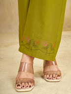 Heavy Rayon Embroidered Co-Ord Set . Hand Work Kurti & Straight Pant Set