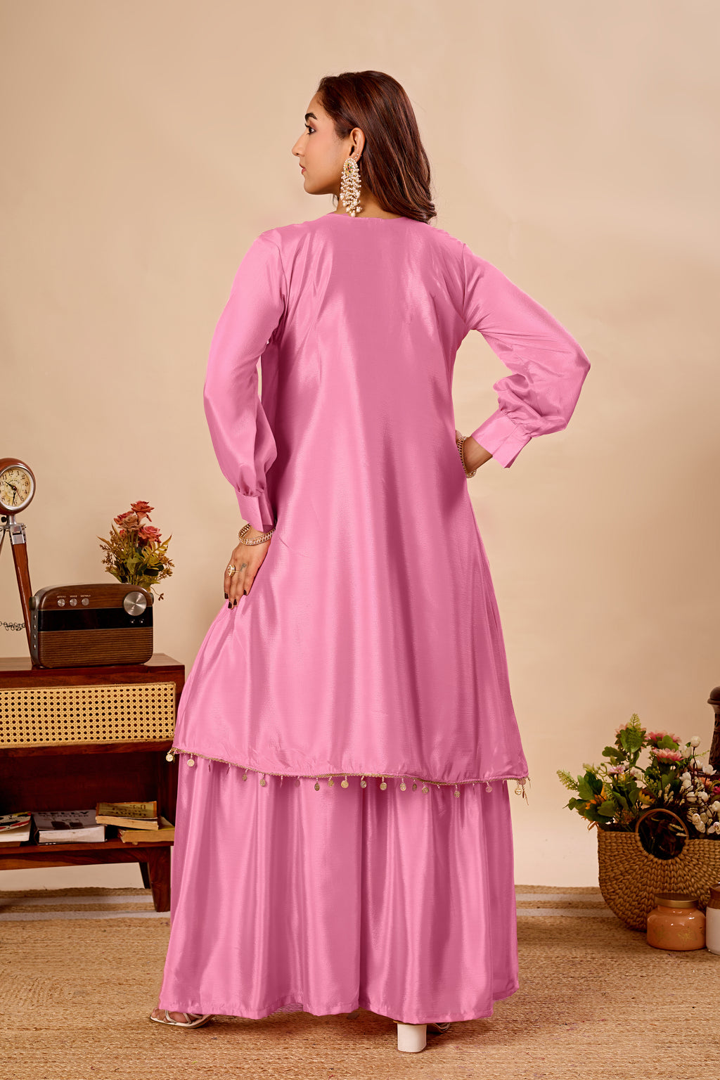 Designer 2-Piece Kurti Sharara Set with Sequin Embroidery